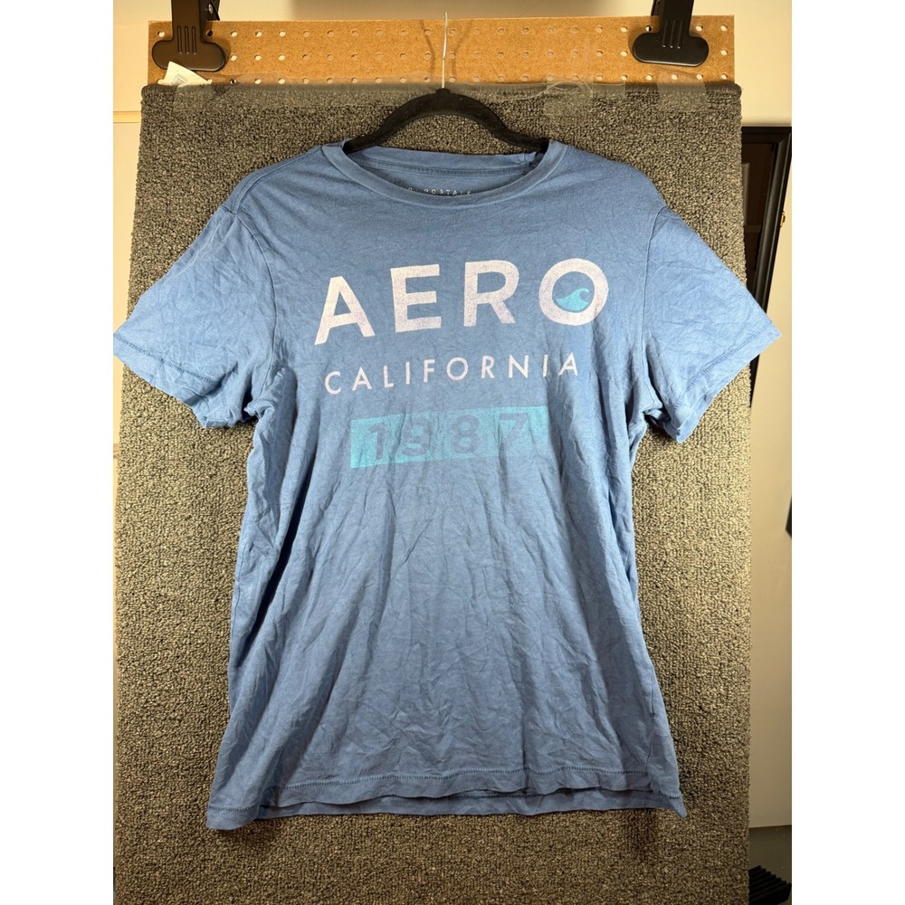Aeropostale Graphic Tee Mens Small Blue California 1987 Single Stitch